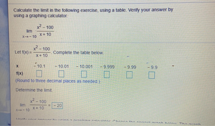 Solved Calculate The Limit In The Following Exercise, Using | Chegg.com