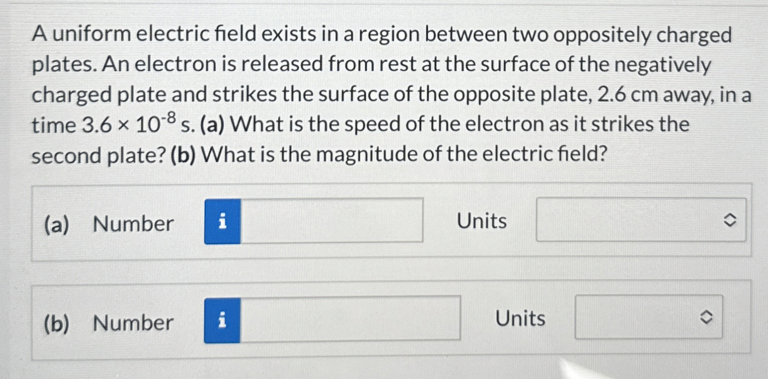 Solved A uniform electric field exists in a region between | Chegg.com