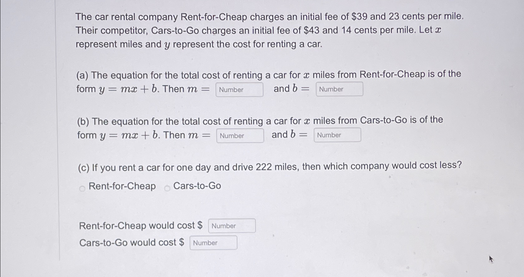 Solved The car rental company RentforCheap charges an