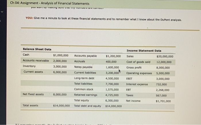 Solved Ch 04: Assignment - Analysis of Financial Statements | Chegg.com
