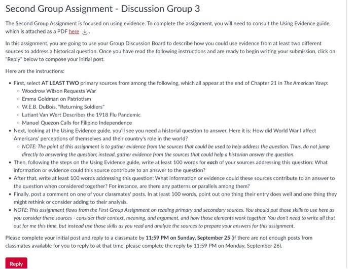 The Second Group Assignment is focused on using | Chegg.com