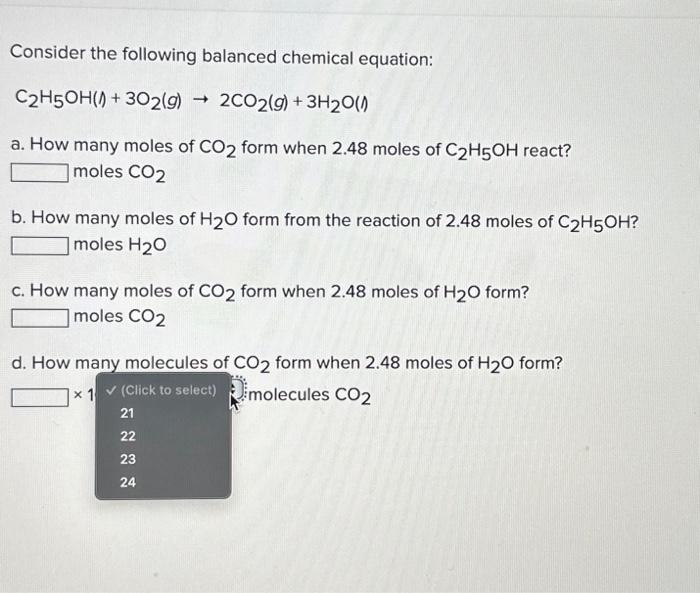 Solved Consider The Following Balanced Chemical Equation: | Chegg.com