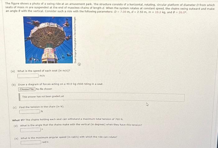 Solved The figure shows a photo of a swing ride at an | Chegg.com