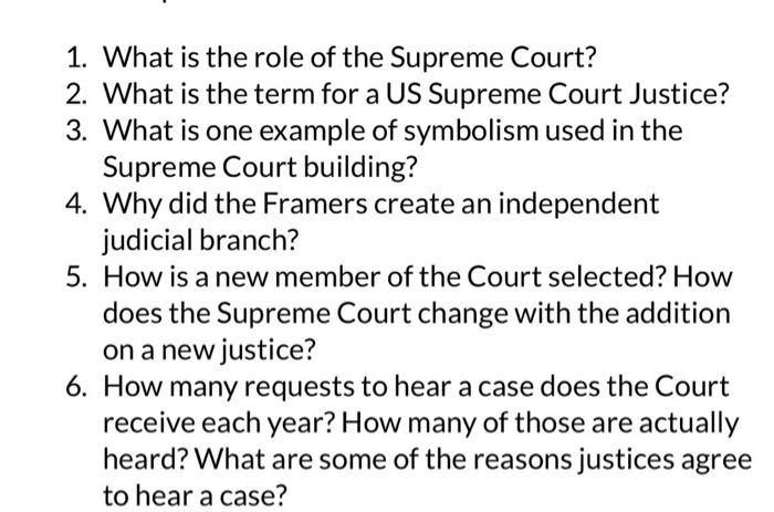 1. What is the role of the Supreme Court 2. What is Chegg