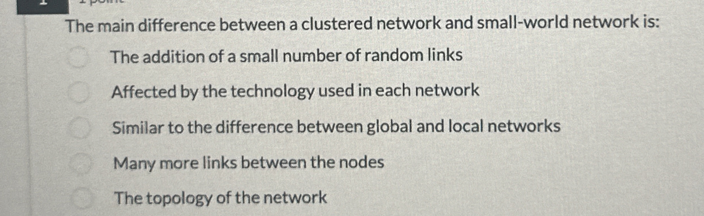 Solved The main difference between a clustered network and | Chegg.com