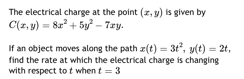 Solved The electrical charge at the point (x,y) ﻿is given by | Chegg.com
