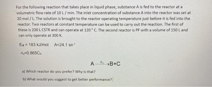 Solved For the following reaction that takes place in liquid | Chegg.com