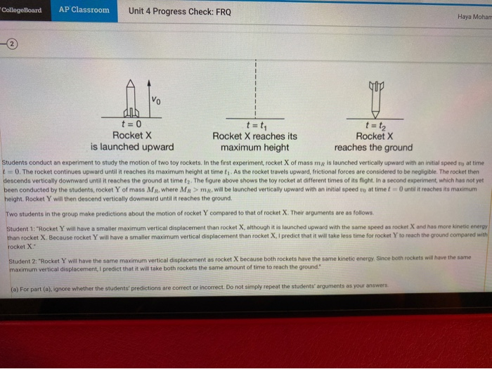 Solved College Board AP Classroom Unit 4 Progress Check: FRQ | Chegg.com