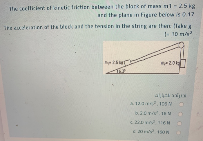 Solved The coefficient of kinetic friction between the block | Chegg.com