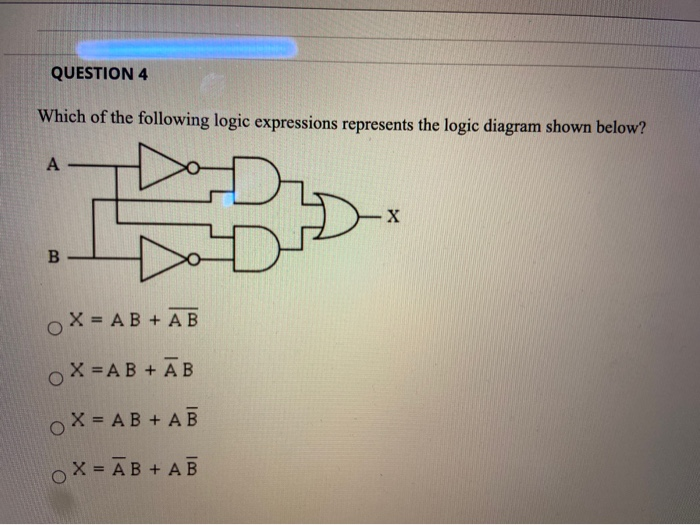 Solved QUESTION 4 Which Of The Following Logic Expressions | Chegg.com