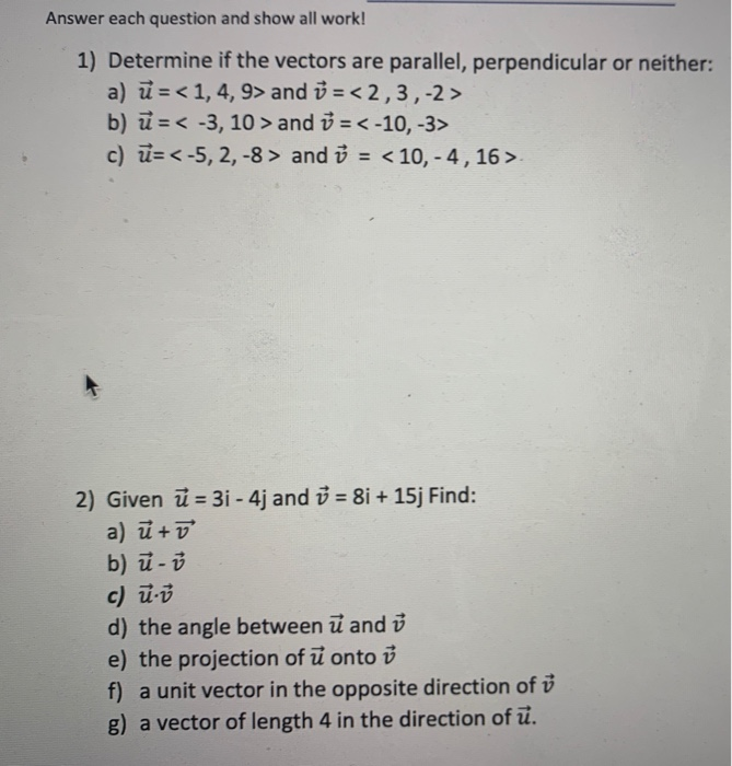 Solved Answer Each Question And Show All Work 1 Determi Chegg Com