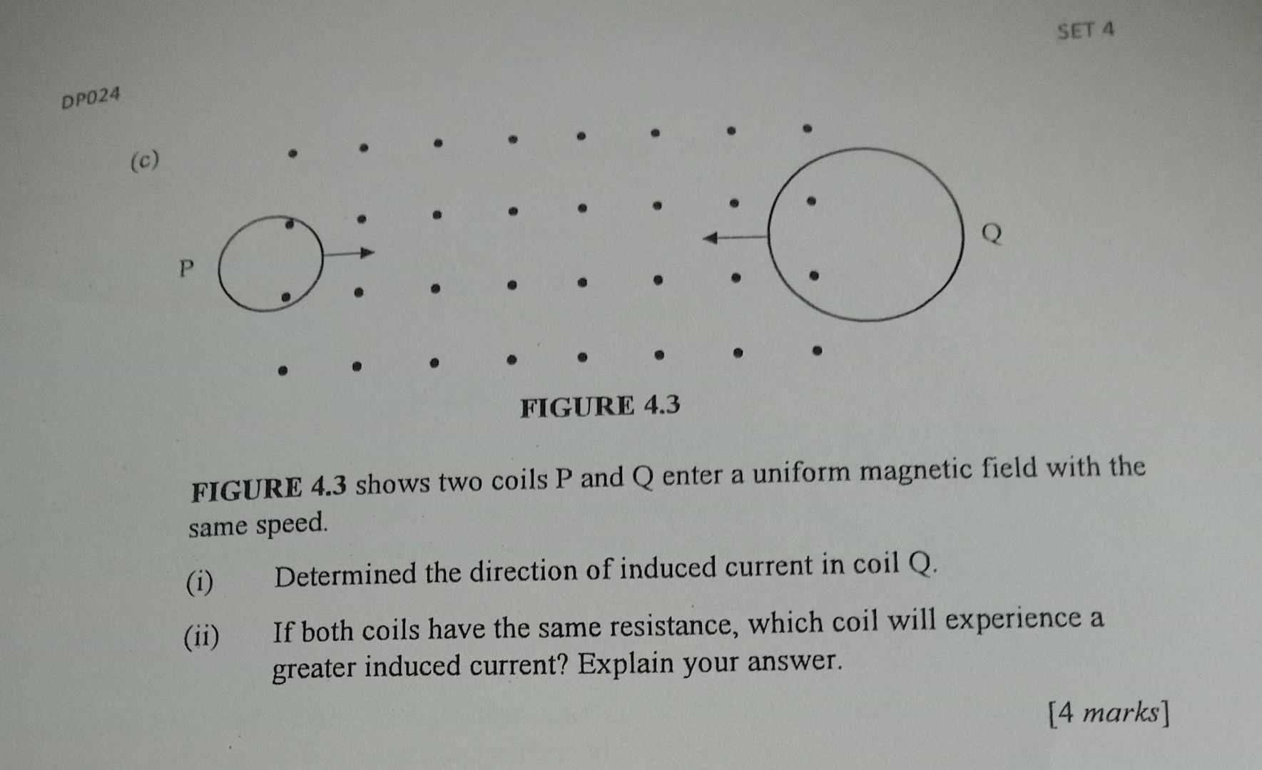 Solved FIGURE 4.3 Shows Two Coils P And Q Enter A Uniform | Chegg.com