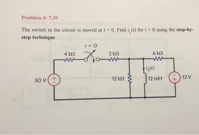 Solved The switch in the circuit is moved at t=0. Find iL | Chegg.com