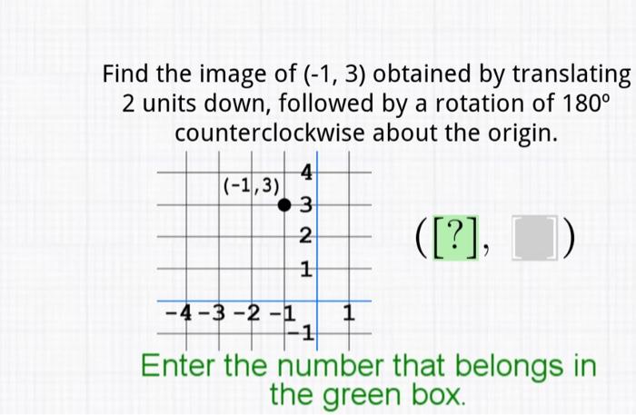 Solved Find the image of (-1, 3) obtained by translating 2 | Chegg.com