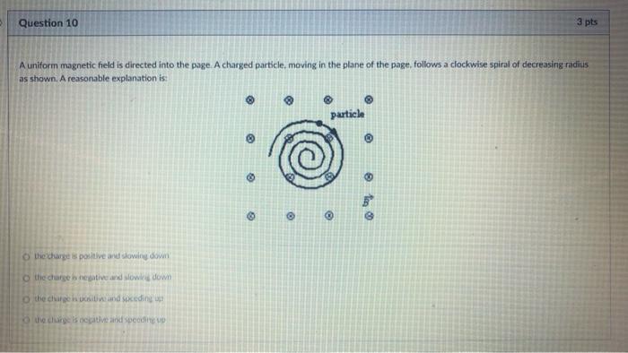 Solved Question 10 3 pts A uniform magnetic field is | Chegg.com
