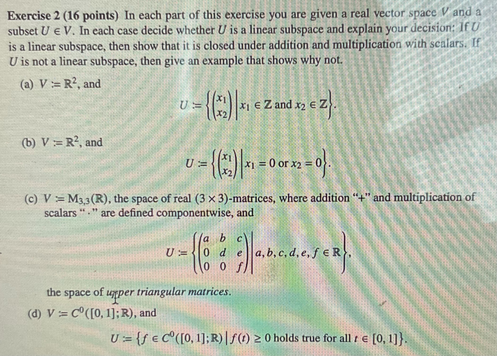 Solved Exercise 2 ( 16 ﻿points) ﻿In each part of this | Chegg.com