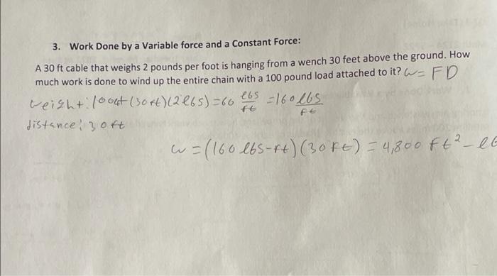 Solved a 3. Work Done by a Variable force and a Constant | Chegg.com