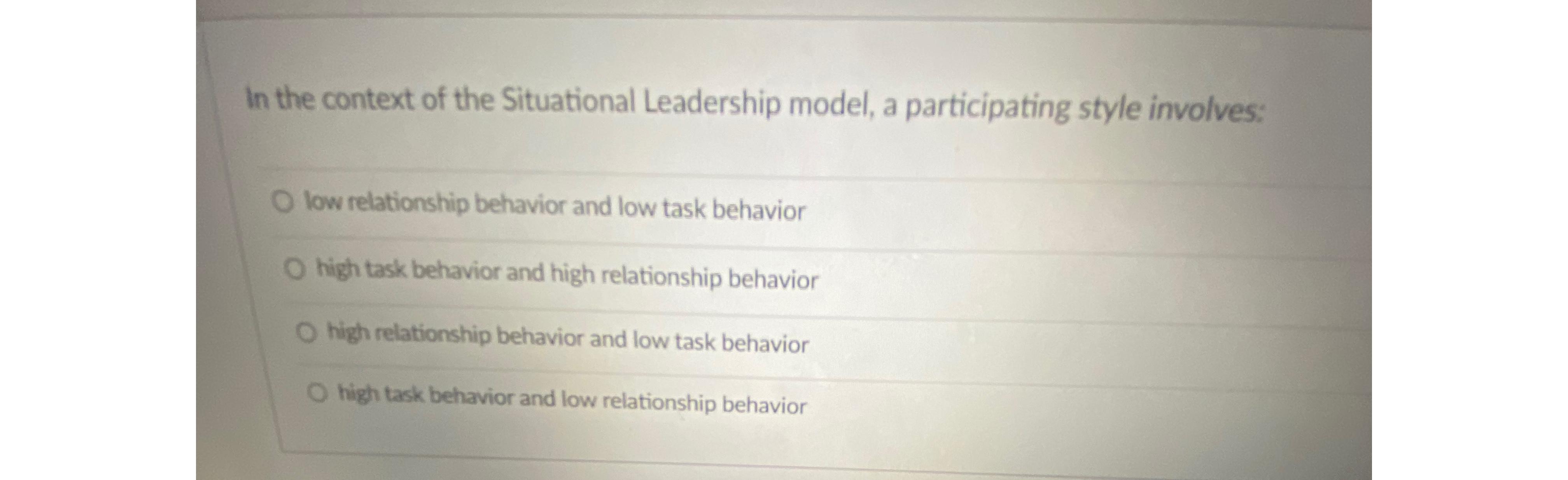 Solved In The Context Of The Situational Leadership Model, A | Chegg.com