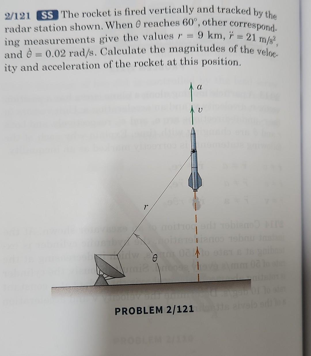 Solved 2/121 SS The Rocket Is Fired Vertically And Tracked | Chegg.com