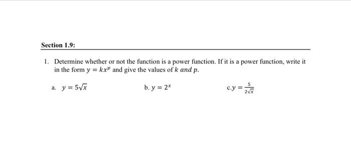 Solved Section 1.9: 1. Determine whether or not the function | Chegg.com