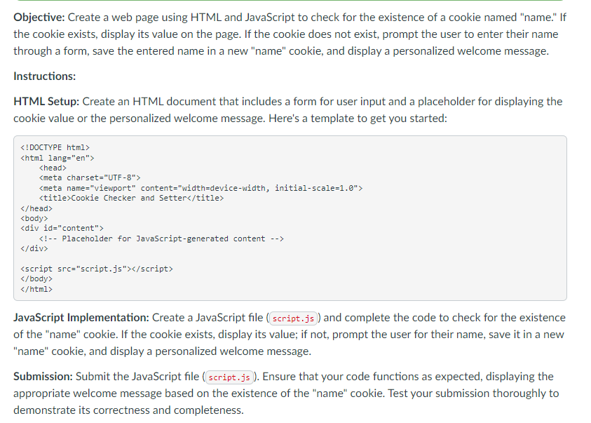 Solved in javascriptObjective: Create a web page using HTML | Chegg.com