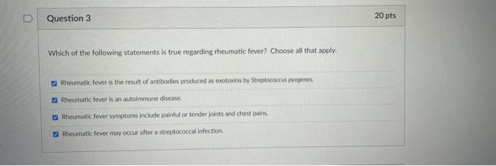 Solved Question 3 20 pts Which of the following statements | Chegg.com