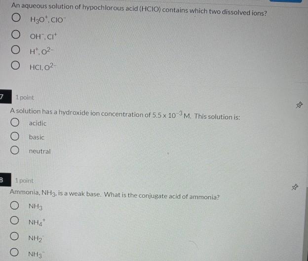 Solved An aqueous solution of hypochlorous acid (HCIO) | Chegg.com