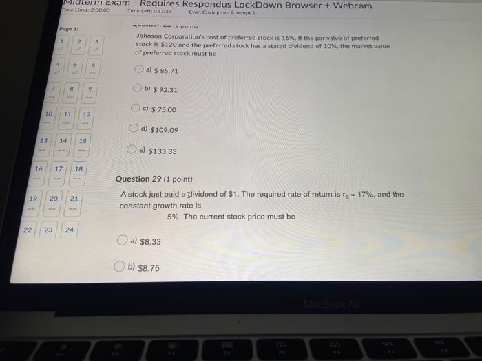 Solved Midterm Exam - Requires Respondus LockDown Browser + | Chegg.com