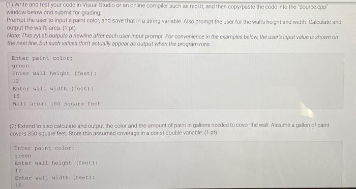 Solved (1) Write and test your code in Visual Studio or an | Chegg.com