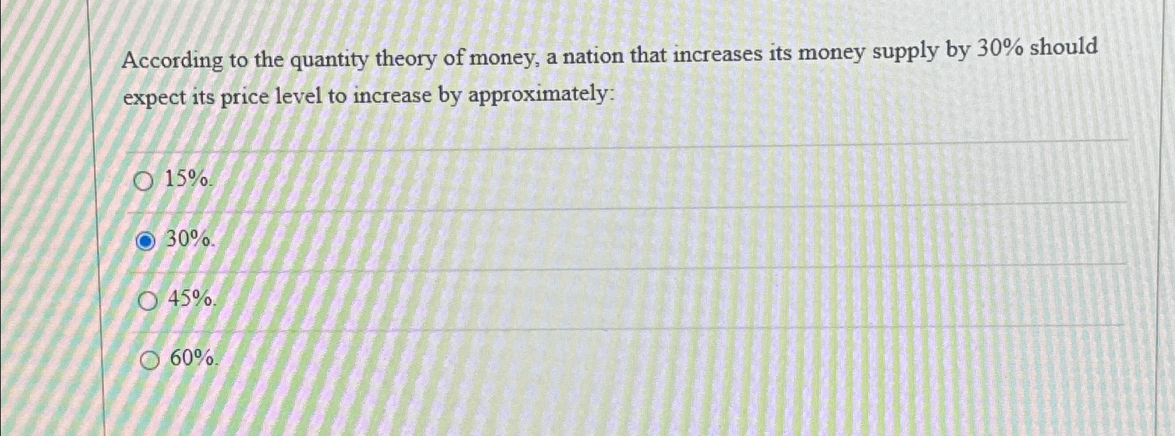 Solved According to the quantity theory of money, a nation | Chegg.com