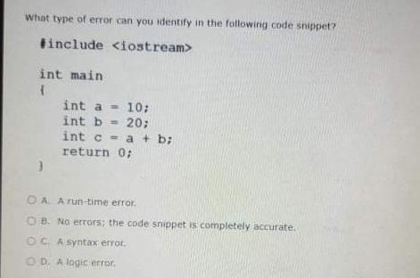 Solved What type of error can you identify in the following | Chegg.com