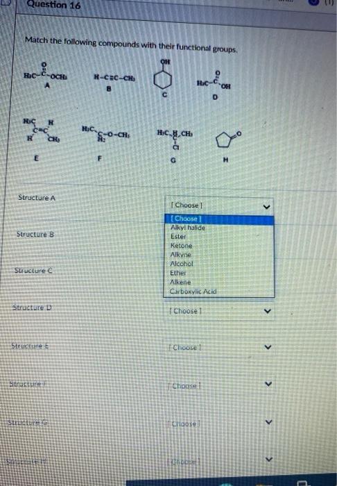 Solved Question 16 Match the following compounds with their | Chegg.com