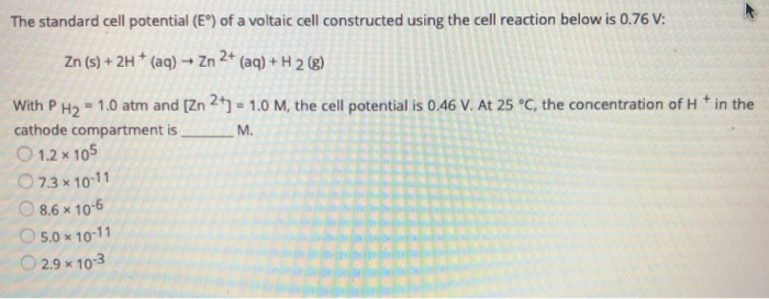 Solved The Standard Cell Potential Eâ Of A Voltaic Cell Chegg Solved The Standard Cell Potential Eâ Of A Voltaic Cell Chegg