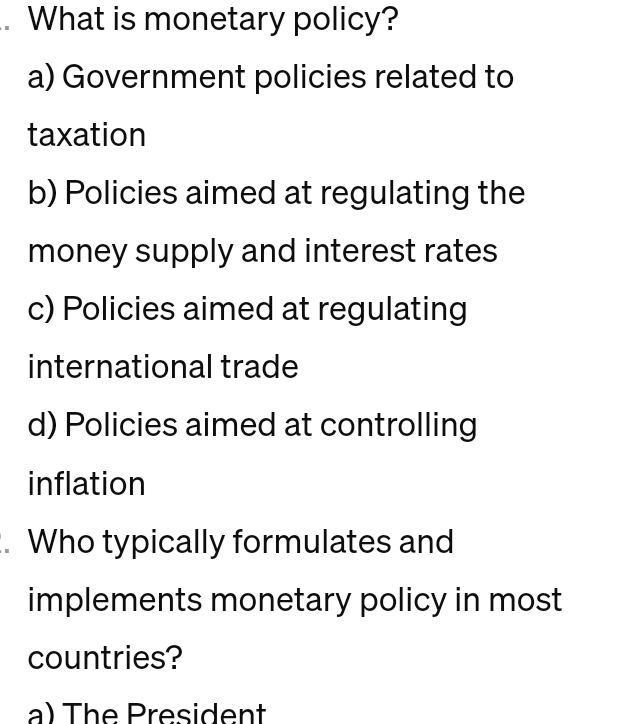 Solved Eckmomics: What Is Monetary Policy?a) ﻿Government | Chegg.com