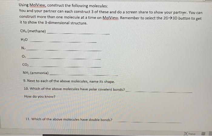 Solved Using Molview, Construct The Following Molecules: You | Chegg.com