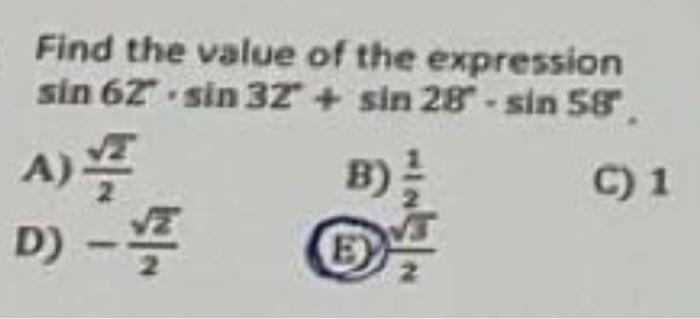 Find the value of the expression \( \sin 6 Z^{\circ} \cdot \sin 3 Z^{\circ}+\sin 28^{\circ}-\sin 58^{\circ} \). A) \( \frac{\