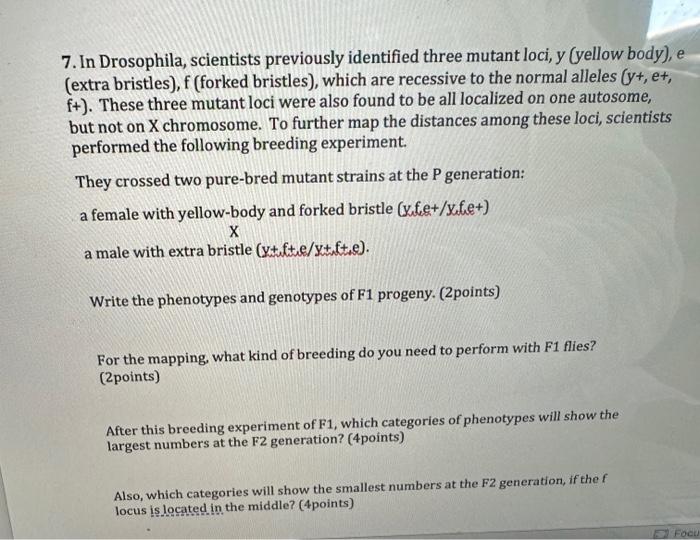 Solved 7. In Drosophila, scientists previously identified | Chegg.com