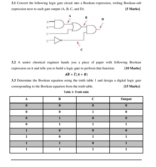Solved 31 Convert The Following Logic Gate Circuit Into A