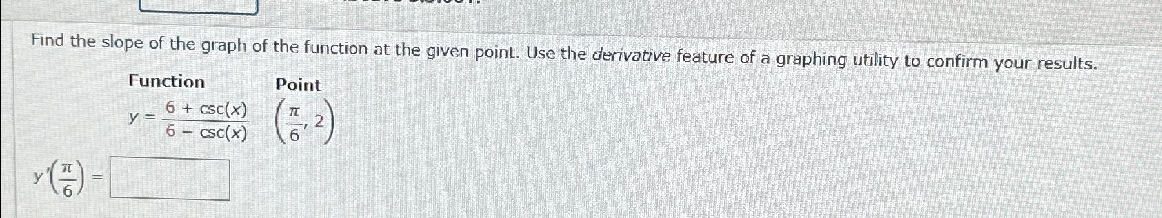 Solved Find the slope of the graph of the function at the | Chegg.com