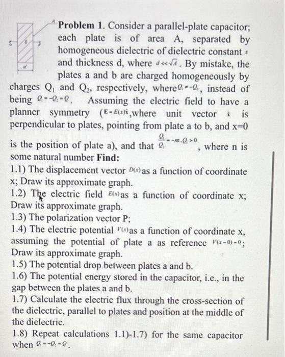 Solved Problem 1. Consider A Parallel-plate Capacitor; Each | Chegg.com