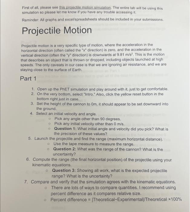 Solved First of all, please see this projectile motion | Chegg.com