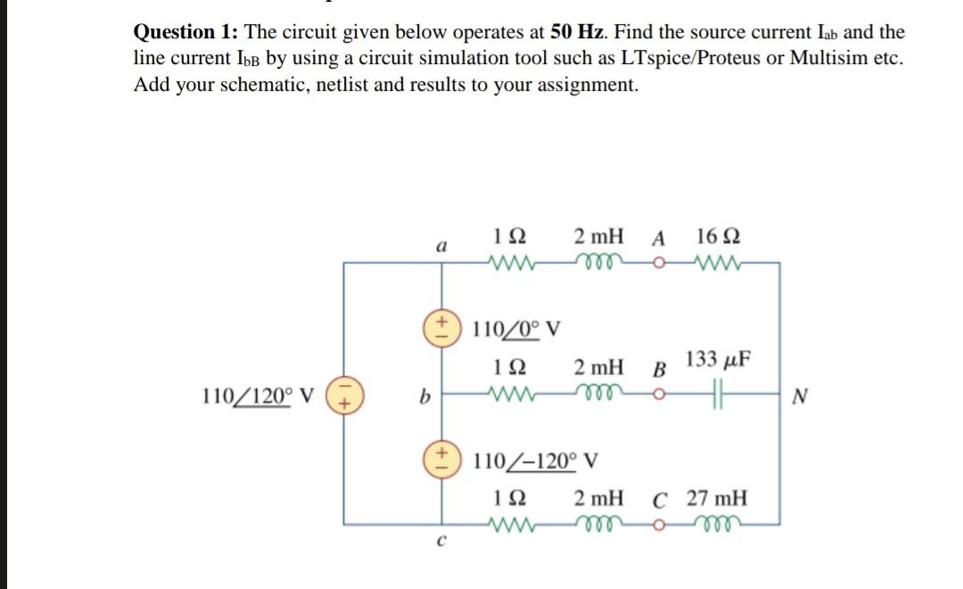 Solved Question 1: The Circuit Given Below Operates At 50 | Chegg.com