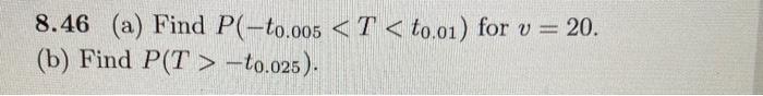 Solved 8.46 (a) Find P(−t0.005 | Chegg.com