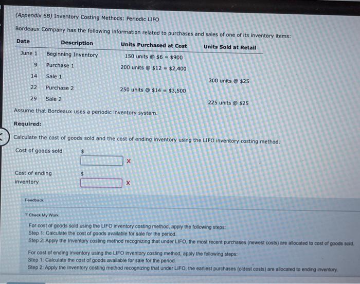 Solved (Appendix 6B ) Inventory Costing Methods: Periodic | Chegg.com