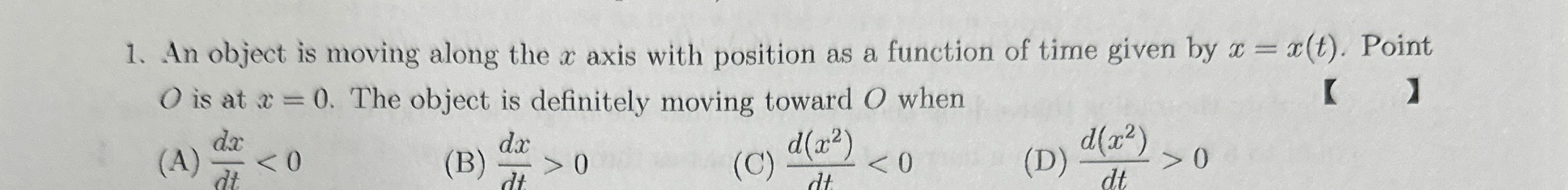 Solved An object is moving along the x ﻿axis with position | Chegg.com