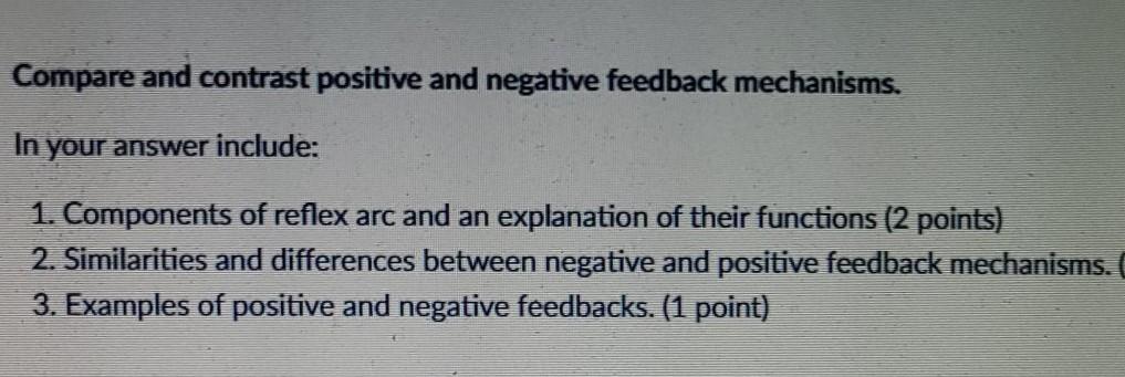 Solved Compare and contrast positive and negative feedback | Chegg.com