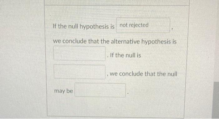 Solved If the null hypothesis is we conclude that the | Chegg.com