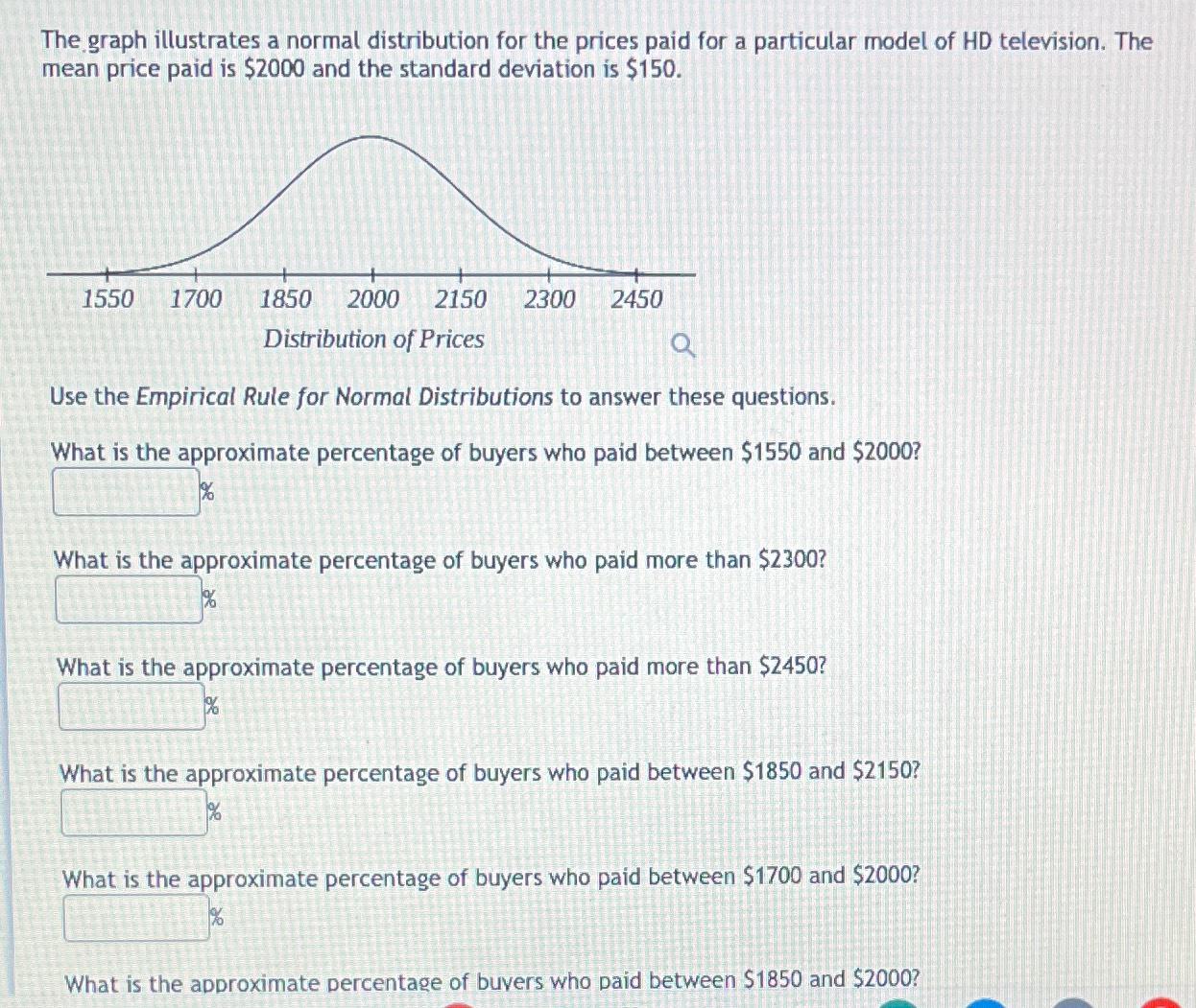 Solved The graph illustrates a normal distribution for the | Chegg.com