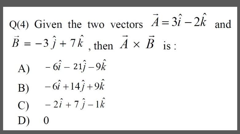 Solved Q 4 Given The Two Vectors A 3i 2k And B 3j Chegg Com
