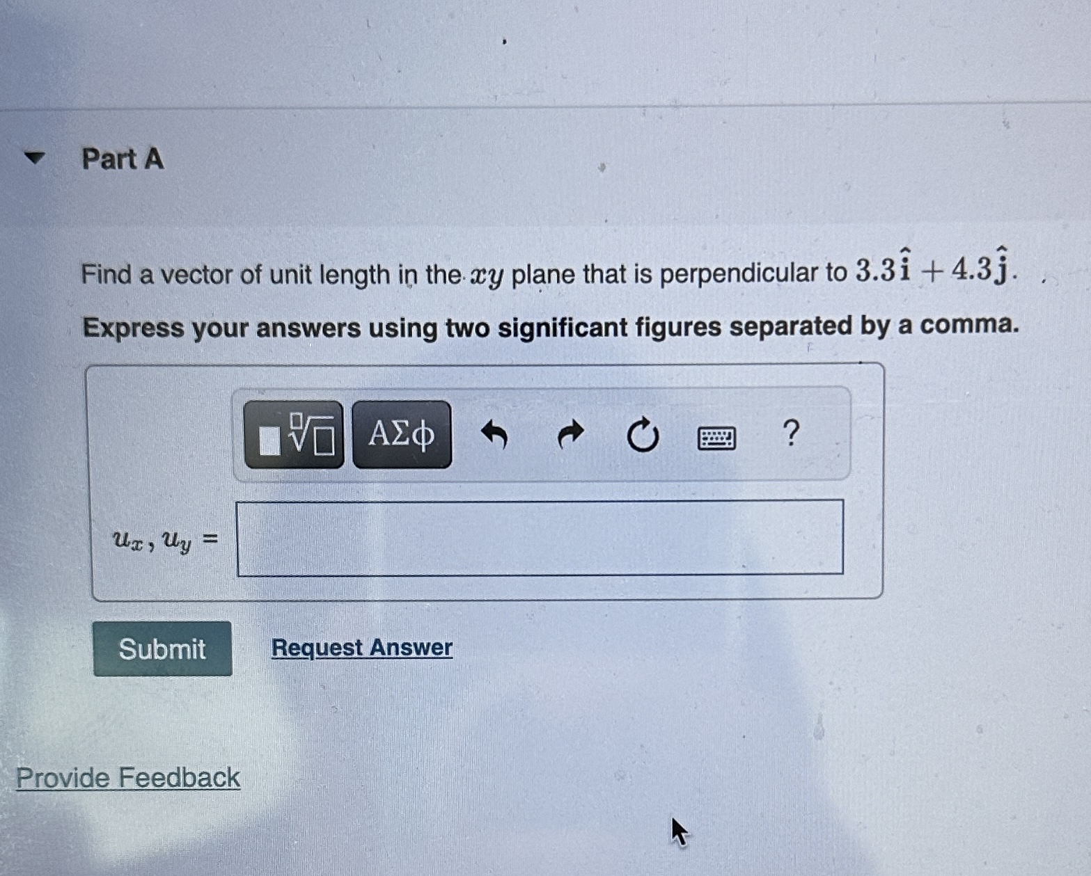 Solved Part AFind a vector of unit length in the xy ﻿plane | Chegg.com